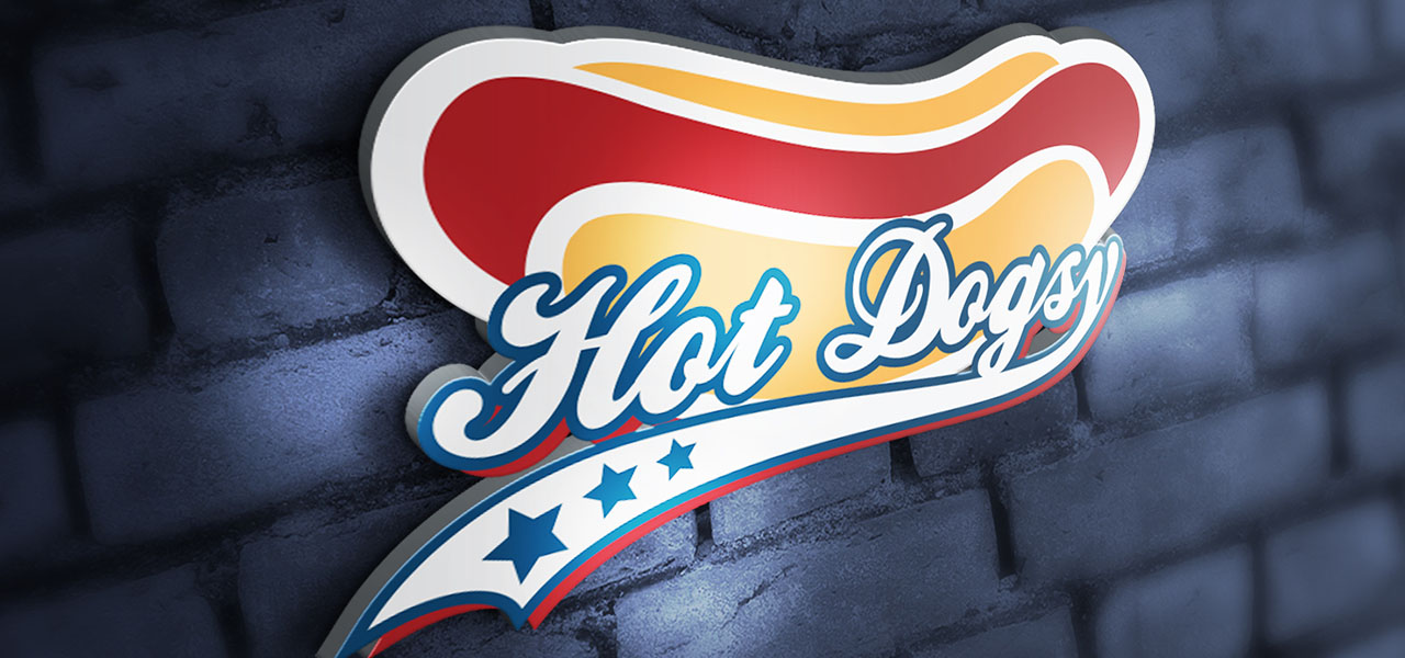 wizualizacja logo 3D hot dogsy